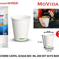 Bicchiere Carta Acqua Bio Ml.300 Set 50 Pz. Bianco