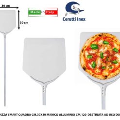 Pala Pizza Smart Quadra cm.30X30 Manico Alluminio cm.120