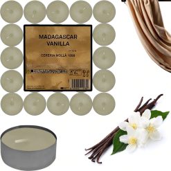 Lumino Candele Profumate Cera Tea Light Vanilla Madagascar Confezione 25 Pezzi, Dimensione 3.8x1.9h cm, Durata 4 ore