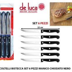 Coltelli Bistecca Set 6 Pz. Man. Chiodato Nero
