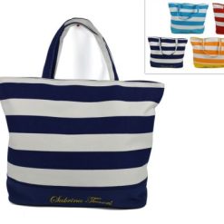 Borsa Mare Canvas Fant. Righe Cm.56X18X40H Bicolore 5 Colori