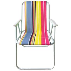 Sedia Relax Tubo Mm.18 Telaio Bianco Telo Oxford Strisce Ros