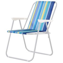 Sedia Relax Tubo Mm.18 Telaio Bianco Telo Oxford Strisce Blu