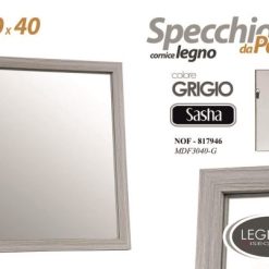 Specchio Cornice Legno Cm.30X40 Grigio