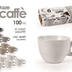 Tazzine Caffe' Conf. 6 Pz. S/Piatt. Col. Ass.