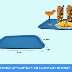 Vassoio Plastica Rett.Re Cm.45,6X35,6X1,8H Azzurro
