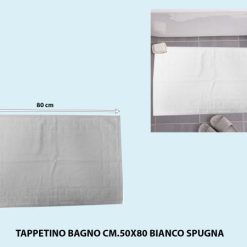Tappetino Bagno Cm.50X80 Bianco Spugna 100% Cotone