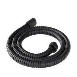 Tubo Doccia Flessibile Nero, 150 cm, Attacco Standard G 1/2 Pollici, Plastica, DN 14, Doppio Aggancio, Tubo di Ricambio