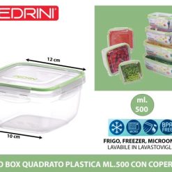 Frigo Box Quadrato Plastica Ml.500 Con Coperchio