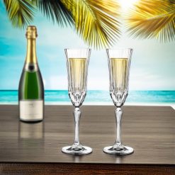 Bicchiere da Champagne Calice in Cristallo da 18cl Adagio Flute Set 6pz - Splendente Elegante, per Matrimoni, Feste, da Ristorante - immagine 4