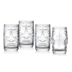 Bicchiere per Aperitivi in Cristallo Tiki Sardinia Tumbler da 46cl Set 4pz - Splendente Elegante per Acqua, Aperitivi, da Ristorante, Casa