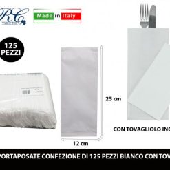 Buste Portaposate Conf. 125 Pz. Bianca Con Tovagliolo