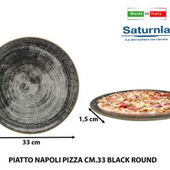 Piatto Napoli Pizza Cm.33 Black Round