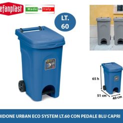 Bidone Urban Eco System Lt.60 Con Pedale Blu Capri