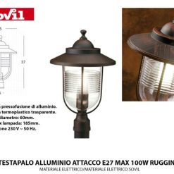Testapalo Alluminio Attacco E27 Max 100W Ruggine