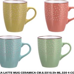 Tazza Latte Mug Cm.8,5X10,5H Ml.320 4 Col. Ass.