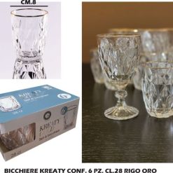 Bicchiere Kreaty Conf. 6 Pz. Cl.28 Rigo Oro