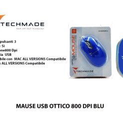 Mini Mouse Usb Ottico Blu Con Filo