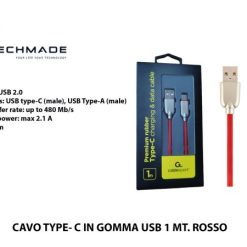 Cavo Type C In Gomma Usb 1 Mt. Rosso