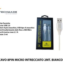 Cavo Iphone Intrecciato 2 Mt. Bianco