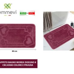 Tappeto Bagno Moorea Dis. 8 Cm.50X80 Col.P Prugna