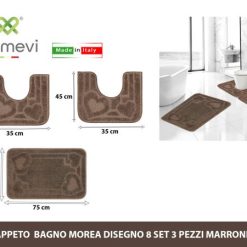 Tappeto Bagno Moorea Dis. 8 Set 3 Pz. Col.C Marrone