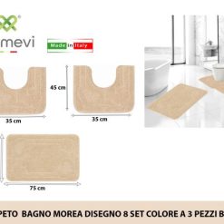 Tappeto Bagno Moorea Dis. 8 Set 3 Pz. Col.A Beige