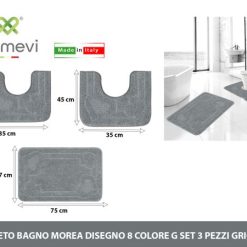 Tappeto Bagno Moorea Dis. 8 Set 3 Pz. Col.G Grigio