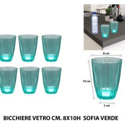 Bicchiere Vetro Cm.8X10H Sofia Azzurro
