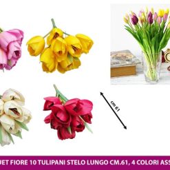 Bouquet Fiore Tulipani Stelo Lungo Cm.61 4 Ass.