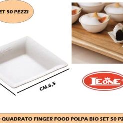 Piatto Quadrato Finger Food Polpa Bio Set 50 Pz. Cm.6,5X6,5X