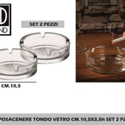 Posacenere Tondo Vetro Cm.10,5X3,5H Set 2 Pz.