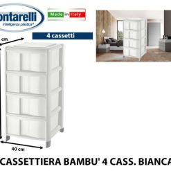 Cassettiera Bambu' 4 Cass. Bianca (Copia) (Copia)