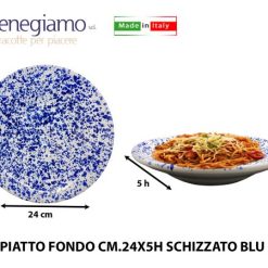 Piatto Fondo Cm.24 Schizzato Blu