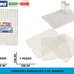 Tappeto Lavello Set 3 Pz. Bianco