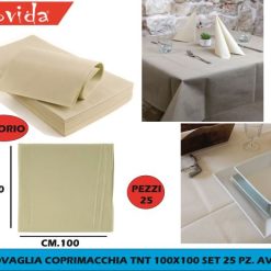 Tovaglia Coprimacchia Tnt 100X100 Set 25 Pz. Avorio