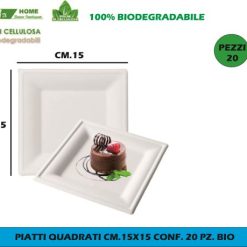 Piatti Quadrati Cm.15X15 Conf. 20 Pz. Bio