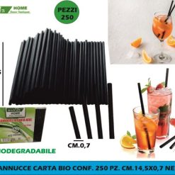 Cannucce Carta Bio Conf. 250 Pz. Cm.14,5X0,7 Nere