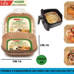 Carta Forno Cm.16X16X4,5H Set 50 Pz. X Friggitrice Ad Aria