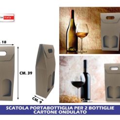 Scatola Portabottiglie X 2 Bottiglie Cartone Ondulato