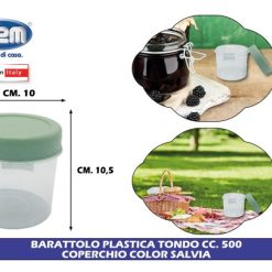 Barattolo Plastica Tondo Cc.500 Cop. Salvia
