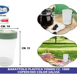 Barattolo Plastica Tondo Cc.1000 Cop. Salvia