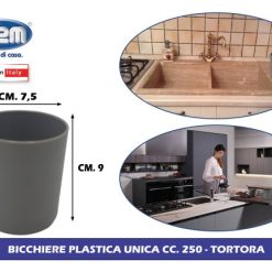 Bicchiere Plastica Unica Cc.250 Cm.7,5X8,5H Tortora