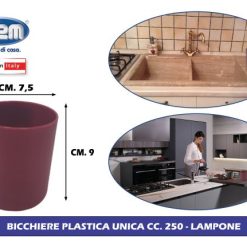 Bicchiere Plastica Unica Cc.250 Cm.7,5X8,5H Lampone