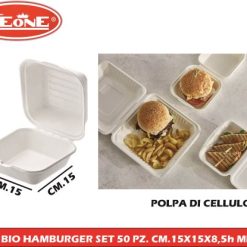 Box Bio Hamburger Set 50 Pz. Cm.15X15X8,5H Ml.400