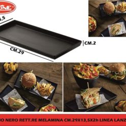 Vassoio Nero Rett.Re Melamina Cm.29X13,5X2H Linea Lanzarote