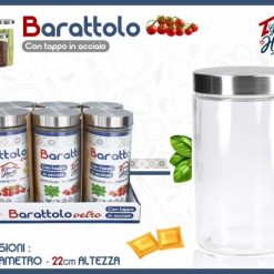 Barattolo Vetro Cop. Acciaio Cm.11X22H