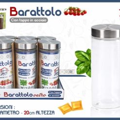 Barattolo Vetro Cop. Acciaio Cm.8,5X20H