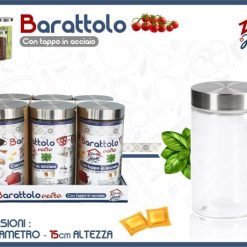 Barattolo Vetro Cop. Acciaio Cm.8,5X15H