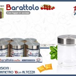 Barattolo Vetro Cop. Acciaio Cm.8,5X10H